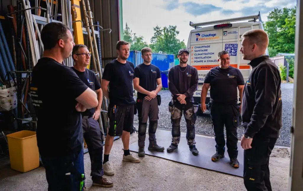 L’équipe Chauffage Vercruyssen sur chantier
